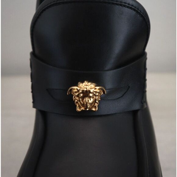 VERSACE WMN Sz 40 US 8.5 Black Mocassino Vitellino Leather High Heel Pumps - Picture 11 of 16